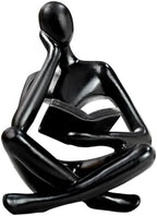 Gold Reading Women Statue, Thinker Sculptures, Abstract Art Ornament, Modern Aesthetic Figurine Decoration, Suitable for Home Living Room Bedroom Office Shelf Table Desk Bookshelf Decor (Black Left) by Jinkoozz