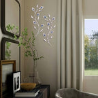 sxnzequnze 2 Set Metal Tree Leaf Wall Art for Home Decor Living Room Bedroom Dining Room Bling Rhinestone, 3D, Iron Branch Hanging Leaf Sculpture Art Pieces -Blue 16.5in*6.7in - Image 2