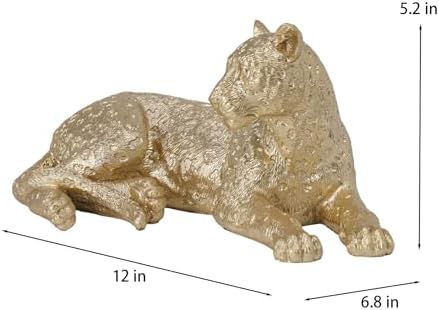 Guichifun Leopard Statue Home Decor Accents, Champagne Gold - Image 3