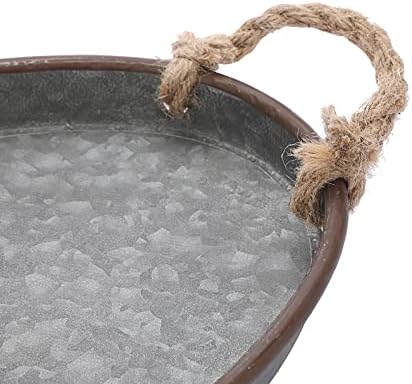 Hipiwe Galvanized Metal Iron Tray Industrial Farmhouse Decor Serving Trays - Image 4