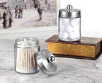 Amolliar Apothecary Jar Bathroom Qtip Holder Glass, Brushed Nickel 2Pc - Image 4