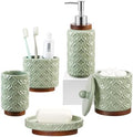 RQYIXI Ceramic Bathroom Accessories Set,Sage Green,5 Piece,Cotton Swab Jar by RQYIXI