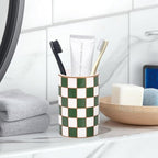 Checkered Bathroom Toothbrush Holder, Bathroom Black and White Ceramic Toothbrush Holder, Modern Toothbrush Box, Used for Bathroom countertop Storage Rack, Checkered Bathroom Decoration (Green) - Image 7