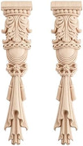 2Pcs Wood Carved Appliques Onlays Unpainted Carving Decals Mouldings Trim by MUXSAM