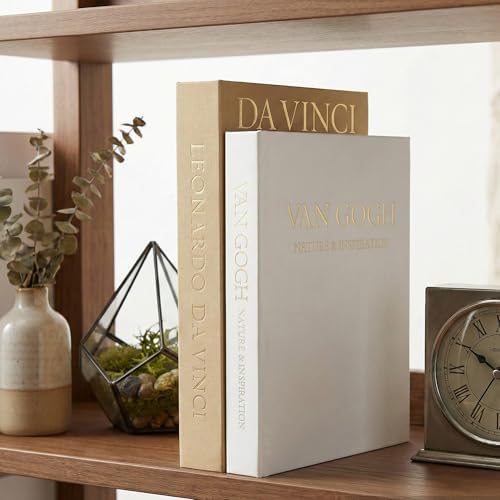 Aesthetic Decorative Books - Set of 2 Linen Boxes with Gold Lettering, Enhance Your Coffee Table, Bookshelf or Mantle Decor - Fake/Faux Books for Home Decoration, Photo & Keepsake Storage - Image 3