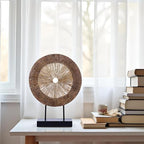 XMGZQ Wood Color Minimalist Round Statue Above Cabinet Decor Kitchen,Modern Decorative Sculpture Home Decorations for Living Room Coffee Table,Shelf Decor Items,Center Pieces Decoration - Image 4