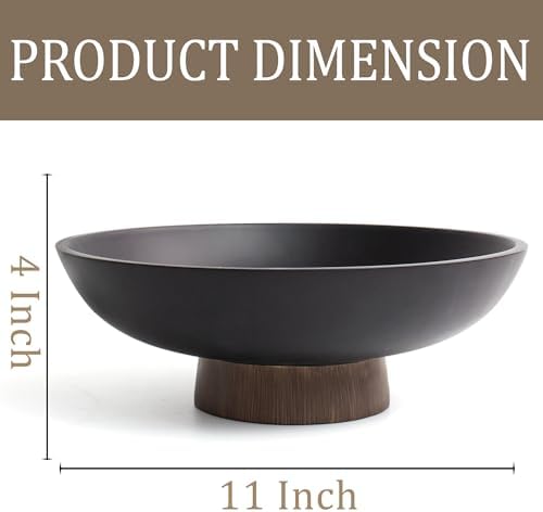 LIN CHUAN Modern Resin Pedestal Bowl, Large Fruit Bowl for Kitchen Counter, Catch All bowl for Entryway Table, Dark Brown - Image 6
