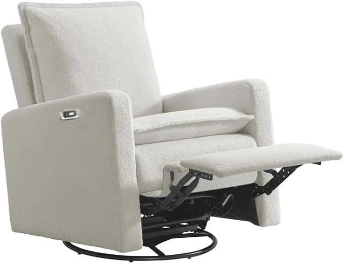 Oxford Baby Uptown Power Recliner/Glider, Boucle White - Image 7