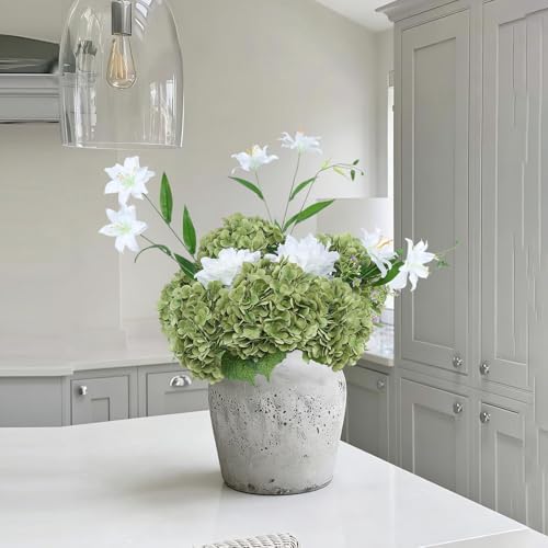 Coferset 3pcs Lifelike Real Touch Hydrangea Artificial Flowers,Lime Green - Image 4