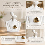 Ceramic Hugging Couple Statue with Gold Heart - Lover Figurine Home Decor Aesthetic, Romantic Gift for Her on Wedding Anniversaries and Valentine's Day Decor for Living Room Bedroom Shelf - Image 4