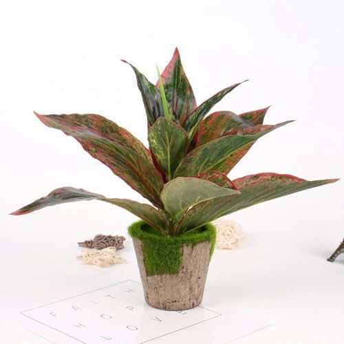 CATTREE Artificial Outdoor Plants, Fake Agave Shrubs Faux Grass Plastic Leaves Greenery Bushes Plant for Home Decor Garden Wedding Party Decorations Indoor Yard UV Resistant Planter Filler Red 4 Pack - Image 6