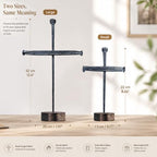 LeMeeOly Jesus Christ Crucifixion Nail Metal Cross Wooden Base, Baptism & Religious Gifts for Men Women,Christian Home Decor (Large (12" L x 8" W)) - Image 7