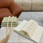Linen Decorative Books for Home with Wood Beaded Tassel, 4-Piece Sage Set - Image 4