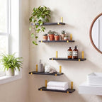 Fixwal Width 4.75 Inches Floating Wall Shelves, Set of 5, Black Gold - Image 2