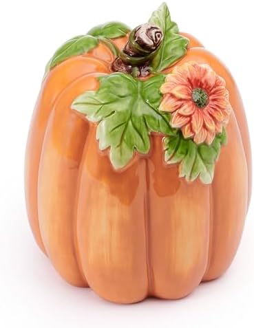 Fitz and Floyd Harvest Halloween Tall Flower Pumpkin Ceramic Figurine, 7 inch - Image 5