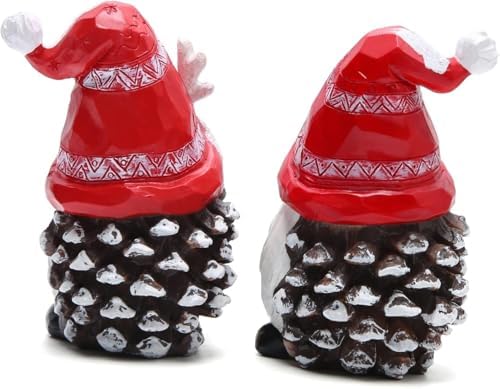 Hodao Christmas Gnomes Decor Resin Figurines with Red Hats and Snowflake Design, Cute Collectible Holiday Statue for Table Decor, Happy Xmas Gift to Celebrate Festive Home Centerpiece Decoration - Image 2