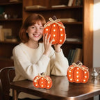 3 Pcs Light up Fall Pumpkin Decor Table Centerpieces Wooden Pumpkin Block Sign Rustic Tiered Tray Decorations Standing for Autumn Harvest Farmhouse Fall Mantel Desk Office Party - Image 4