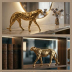 Cheetah Statue Gold Home Decor Walking Leopard Figurines - Image 6