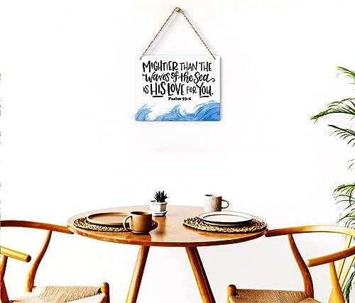 Inspirational Nautical Decor Mightier Than The Waves of The Sea Psalm 93:4 Scripture Wooden Hanging Sign Christian Gift for Baby Kids Girl Boy Nursery Teen Room Bible Verse Wall Art 10 x 8 Inches - Image 4
