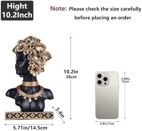 African American Woman Bust Statue, Vintage African Figurines and Sculptures, Elegant Art Decor for Home and Office, Ornamental Accent for Living Room, Bookshelf – Perfect Housewarming Gift - Image 2