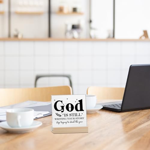 Farmhouse Decor, Acrylic Christian God Home Decorations, Aesthetic Entry Way Table Shelf Decor, Living Room Table Accessories, Boho Office Decorations For Work (07) - Image 3