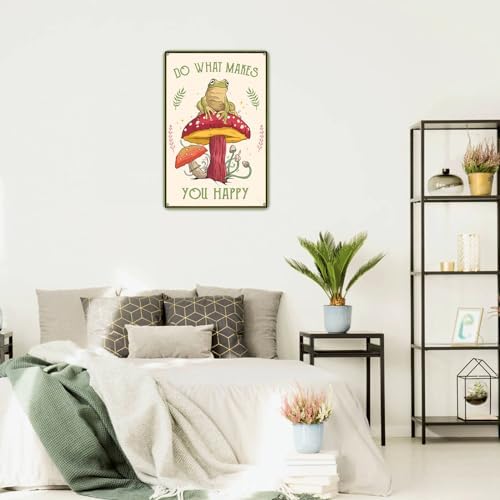 Funny Frog Mushroom Decor Metal Sign – Cute Cottagecore & Forest Decor for Bathroom, Kitchen, Bedroom，12 x 8 Inch (247) - Image 5