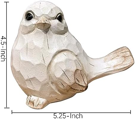 WHITE Bird Table Decor Wood Grain Effect Bird Figurine, Bird Statue Sculpture - Carved Rustic Animal Bird Ornaments - Home Decor Accents Collectible Bird Figurine for Wedding Housewarming Christmas - Image 2