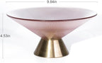 Tapered Glass Decorative Bowl(Pink) , 9.8 Inches Handblown Striped Design Glass Bowl with Rust Resistant Metal Base,Decorative Fruit Bowl for Home Decor,Table Centerpiece,Kitchen Island,Dining Decor - Image 5