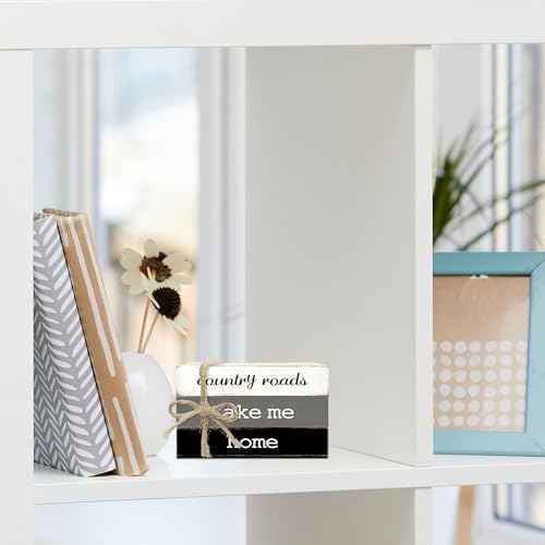 Decorative Books for Home Decor, Rustic Wood Book Stack for Table Decor, Country Roads Take Me Home Decoration Books for Living Room Bookshelf, Farmhouse Stacked Books Decoration (L65) - Image 5
