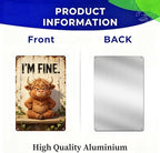 Grumpy Highland Cow with I'M FINE Funny Slogan Vintage Wall Art,Premium Solid Aluminum Metal Sign, Rustic Farmhouse Decor for Bathroom Bar Home, Multipurpose Novelty Wall Plaque Gift 8x12 Inch - Image 6