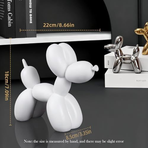 Notakia Creative White Balloon Dog Decor Statue Crafts Living Room Decor Desktop Decorations,Handmade Modern Small Shelf Animal Statue Ornament Home Deco (Big Pure White) - Image 3