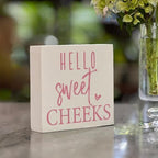Rustic Bathroom Decor Farmhouse Hello Sweet Cheeks Wooden Sign, Toilet Rules Decoration for Farmhouse Apartment Shelves Toilet Restroom Home Tabletop Desk, Modern Toilet Shelves Accessory (Cute Pink) - Image 5