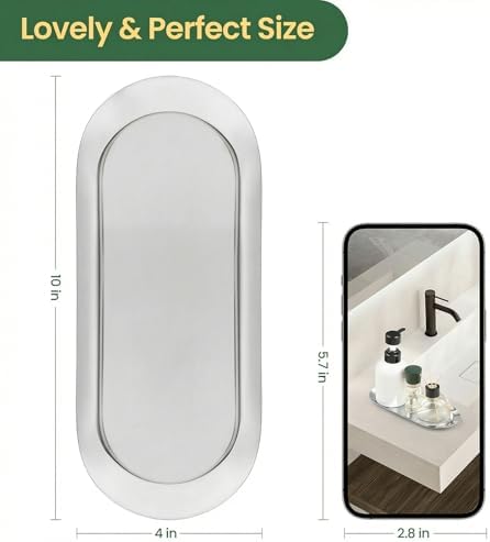 2PACK Silver Decorative Tray, Bathroom Vanity Tray for Dresser Counter, Stainless Steel Jewelry Dish Tray for Decor, Perfume Ring Key Candle Organizer Tray, Oval - Image 6
