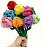 8Pcs Stuffed Rose Flower, 18 Inch Artificial Plush Rose Bouquet with Bendable Stems for Valentine's Day Gift, Room Decor, Curtain Tieback, Nursery Bedding Accent, Graduation Keepsake by Justkeji