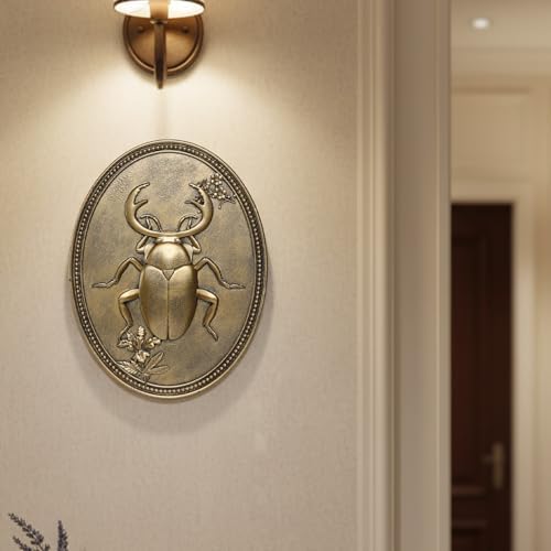 Newinhome Vintage Beetle Wall Sculpture, Antique Wall Decor, Ladybug Wall Decor, Hanging Decoration with Embossed Beetle Design, Vintage Decor for Living Room Bedroom and Hallway, Housewarming Gift - Image 4