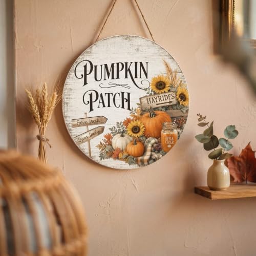 Fall Pumpkin Patch Decorations for Home, Retro Pumpkin Patch Wooden Sign - Image 6