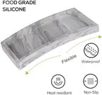 Silicone Bathroom Vanity Tray Dish Soap Holder Sink Organizer, Marble Grey - Image 3
