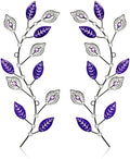 sxnzequnze 2 Set Metal Tree Leaf Wall Art for Home Decor Living Room Bedroom Dining Room Bling Rhinestone, 3D, Iron Branch Hanging Leaf Sculpture Art Pieces -Purple 16.5in*6.7in by sxnzequnze