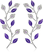 sxnzequnze 2 Set Metal Tree Leaf Wall Art for Home Decor Living Room Bedroom Dining Room Bling Rhinestone, 3D, Iron Branch Hanging Leaf Sculpture Art Pieces -Purple 16.5in*6.7in by sxnzequnze