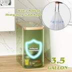 Green Bathroom Accessories Set, 3.5 Gal Trash Can with Press-Top Lid and Garbage Bags, Glass Bathroom Set, Soap Dispenser, Toothbrush Holder, Tumbler, Qtip Holders, Vintage Bathroom Sink Set Decor - Image 4
