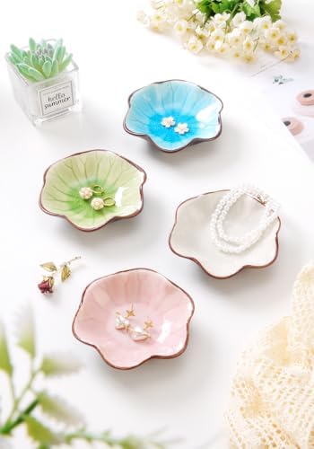 Ice Cracking Leaf Jewelry Dish, Decorative Ring Holder Small Trinket Tray Bowl, Gifts for Daughter Mom Friends, Milk White. - Image 4