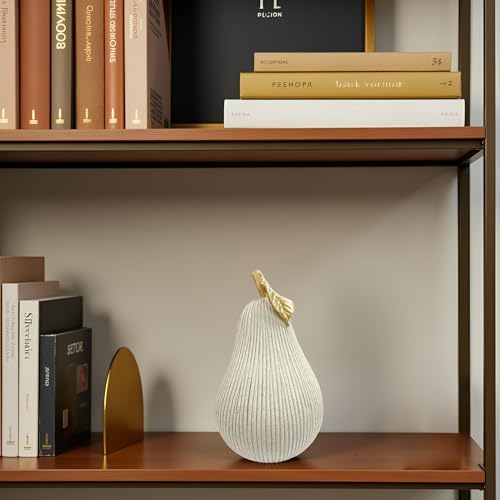 Gray-White Pear Figurine with Gold Leaf, Resin Pear Sculpture for Home Decor, Minimalist Decorative Fruit Statue for Kitchen Counter, Dining Room & Tabletop Display - Image 5
