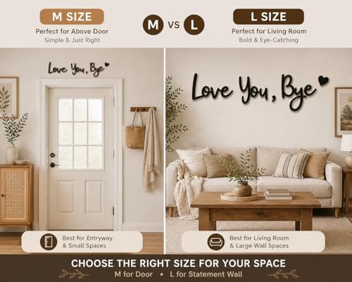 Love You Bye Wood Sign Home Decor Boho Decor Wall Decor Express Love and Warm for Your Family Lovers Wall Art Gift Hallway Entryway Door Valentine Decorations for Home (L) - Image 5