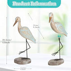 Seagull Statues Coastal Decor, Wooden Sea Birds Sculptures for Home Room Nautical Coastal Beach Decor, 2pcs (Light Brown) - Image 3