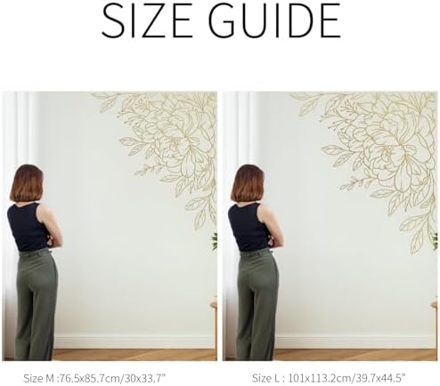 Gold Metallic Wall Decals Peel and Stick Large Wall Stickers Large Sketch Minimal Line Transfer for Women Living Room, Bedroom Decor, Peony Gold - Image 4