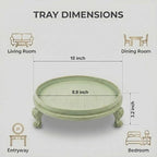 Sage Green Decorative Tray, 11.8 Inch Round Tray with Claw Feet - Image 2