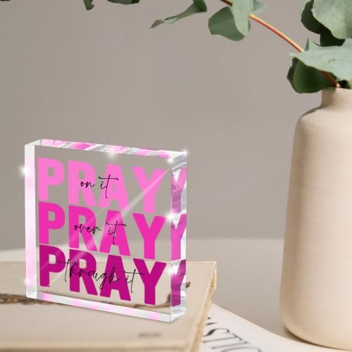 Pink Acrylic Sign 4x4, Desk Accessories for Women, Christian Room Decor - Image 4