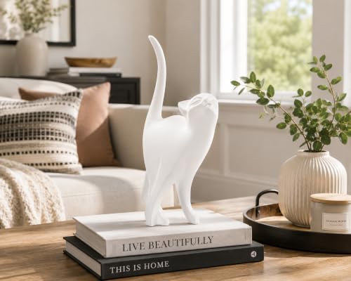 7 Inch White Proud Cat Statue - Image 3