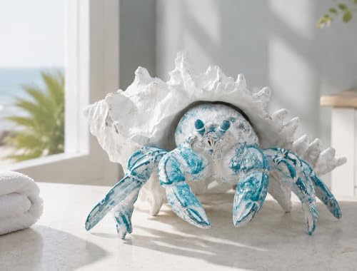 Beach Coastal Blue Hermit Crab Statue Home Bathroom Decor Gift - Image 7