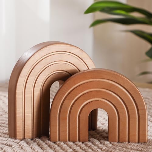 DoubleFill Set of 2 Wooden Rainbow Arch Boho Shelf Decor for Table by DoubleFill